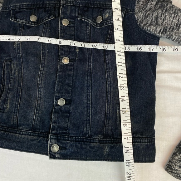 Free People Distressed Denim Jean Hooded Jacket Small - Picture 12 of 12